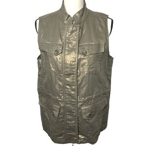 Chico's Bronze Shimmer Linen Vest Waistcoat sz. 1/Small